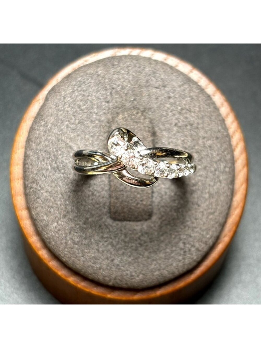 Bypass Design Cubic Zirconia Statement Band Sterling Silver 925 Ring Size 7
